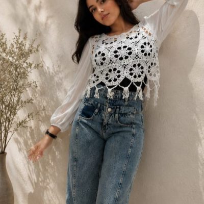 Boho white blouse