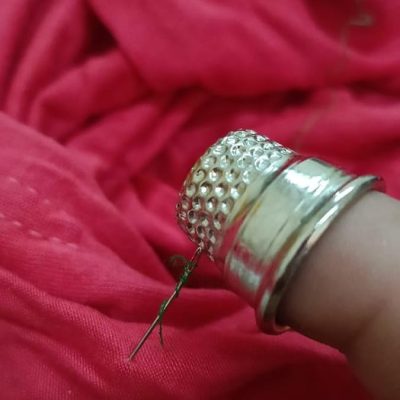 كشتبان خياطة، حماية الأصابع للتطريز والحياكة، معدني فضي