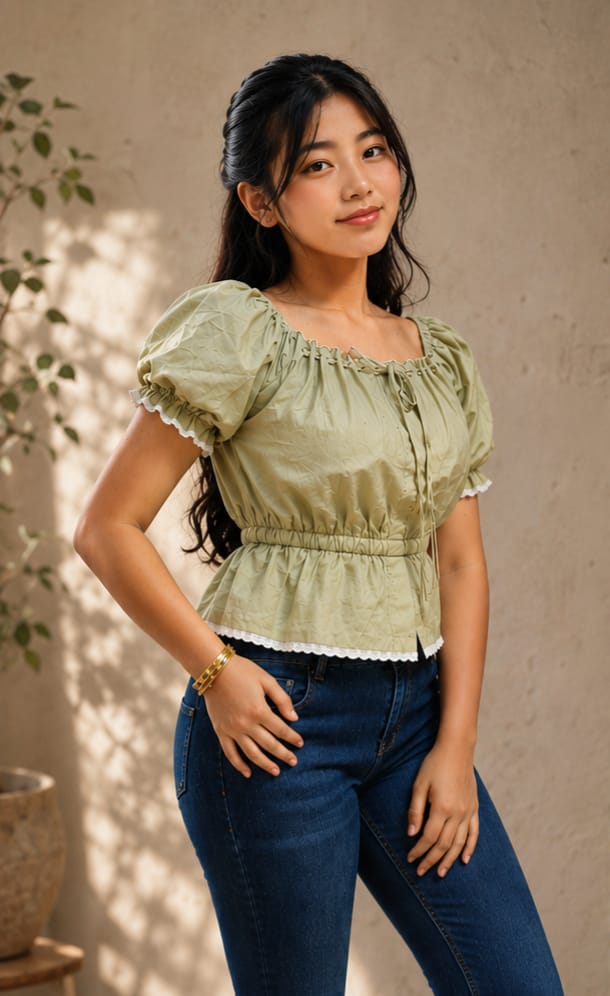 🌿 Sage Blossom blouse