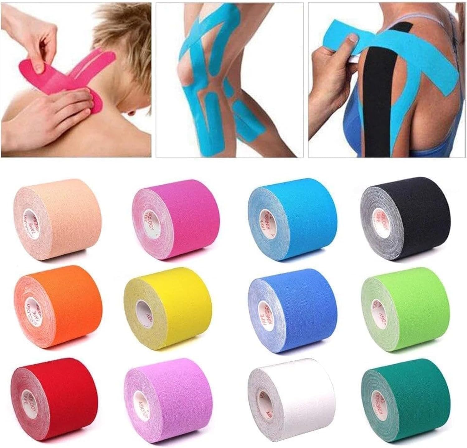 شريط لاصق رياضي ملاعب علاجي للعضلات – مقاوم للماء وخالي من اللاتكس – دعم العضلات وتخفيف الألم